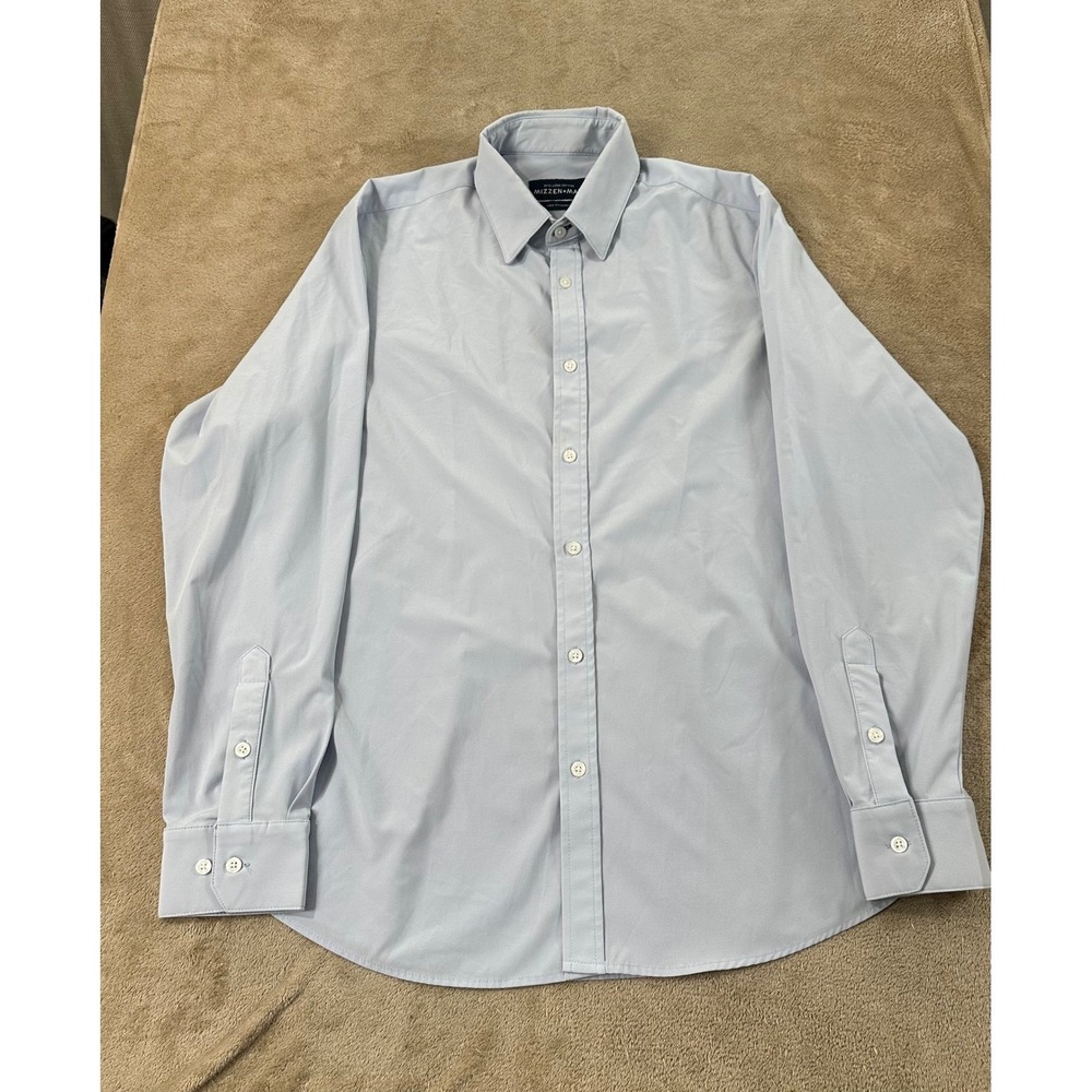 Mizzen + Main Blue Label Leeward Performance Dress Shirts Men‎ L Blue L/S EUC